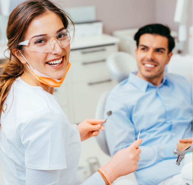 Female dentist smiling heartily